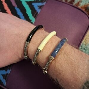 ​✨ VINTAGE MILOR ITALY STERLING SILVER IVORY, ONYX  SET ✨